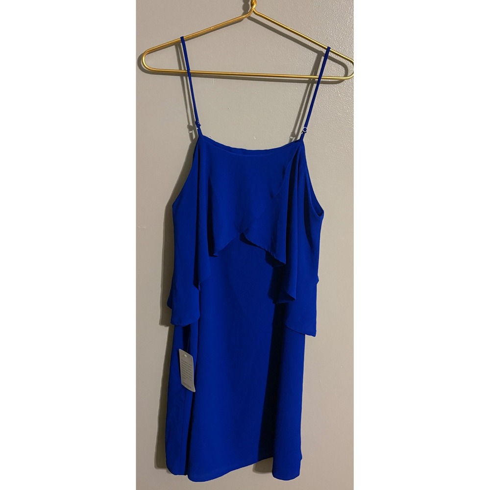 Mary & Mabel Royal Blue Ruffle Tiered Mini Dress Womens Large NWT Cocktail Party